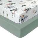 AMROSE 2 Pack Microfleece Crib Sheets, 28'' X 52'' Flannel Fleece Crib Fitted Sheets for Crib and Toddler Mattress Pad, Soft Comfy Warm Crib Sheets for Boys Girls, Winter Woodland