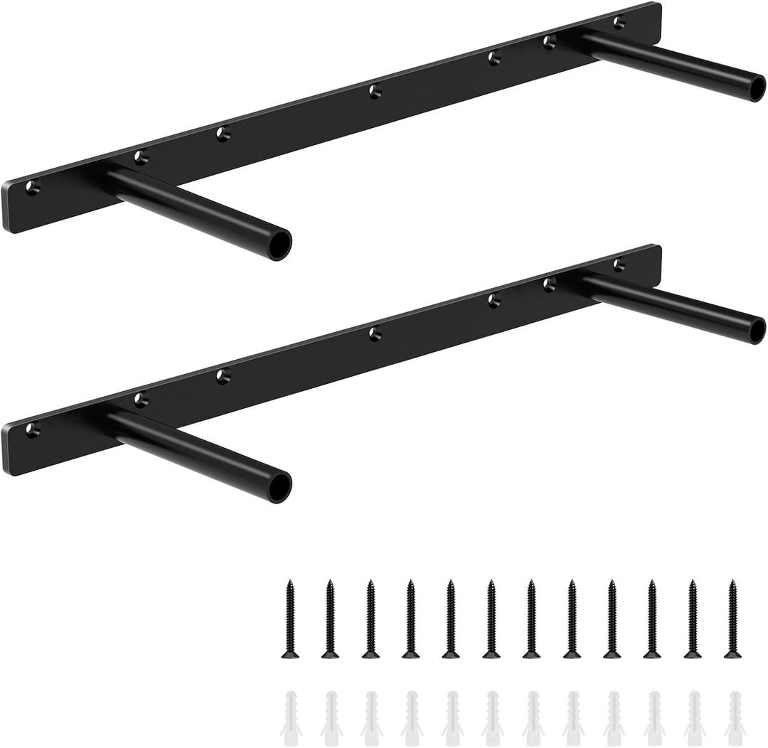 2pcs Floating Shelf Bracket, 22" Heavy Duty Hidden Shelf Brackets Hardware, Solid Steel Support Rods, Wall Mounting Invisible Floating Shelves Bracket for Kitchen, Living Room