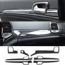 YOCTM Dashboard Panel Trim & Door Handle Cover Kit for Jeep Grand Cherokee 2014-2021, Carbon Fiber Look Interior Accessories, 7PCS Decorative Set, Black