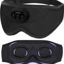 MUSICOZY 3D Bluetooth Sleep Mask with Headphones and Timer, Wireless Sleep Headphones for Side Sleepers, Eye Mask with Bluetooth Headphone, Unique Gifts for Men Women, Black