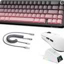 A.JAZZ Attack Shark X66 60% Wireless Mechanical Gaming Keyboard with Volume Knob AJ159APEX 8Khz Wireless Gaming Mouse Ultralight 56g with Magnetic Screen Charging Dock Combo Set (Black Berry)