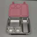 Elk and Friends Kids Stainless Steel Bento Box with Silicone Lid | Leak-proof | Toddler Lunch Container | 4 Compartments | Dishwasher Safe (Blush)