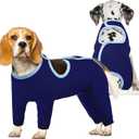 IDOMIK Dog Recovery Suit After Surgery,Long Sleeve Dog Surgical Onesie for Surgery,Soft Breathable Pet Pajamas Anti Shedding,Adjustable Bodysuit Prevent Licking Wound,Cone Collar Alternative,Blue,M (Chest Girth:17.7"-20.9")