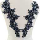 Handmade Rhinestones on lace Applique Sewing Beads Sequins Trim Patches for Wedding Dress Accessories 1 Pair/Bag
