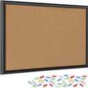 INNOVART Cork Bulletin Board 48" X 36" with 40 Push Pins, Corkboard with Black Wood Frame, Cork Notice Board for Home, Office, School