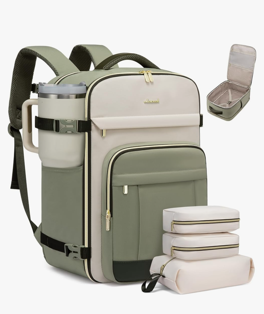 LOVEVOOK 40L Travel Backpack for Women & Men - 17.3 Inch Carry On Backpack & Personal Item Backpack for Airlines, Spacious and Durable Design, with 3 Packing Cubes
