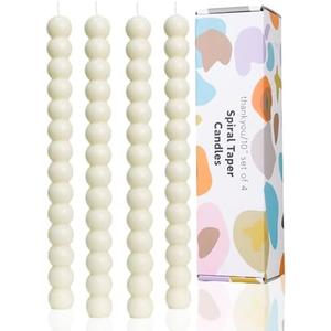 LPUSA Ivory Taper Candles Stick Dripless Tall Taper Candle for Holiday Wedding Party Wax Unscented Dinner Candle Dripless,Christmas Gift H 10 Inch, 4pcs（Ivory-C-New）