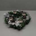 Silver Ribbon Christmas Advent Wreath - Advent Wreaths Season Centerpiece Dcor - Advent Candle Holder and X-mas Candles Decorations - Advent Calendar Season Decoration