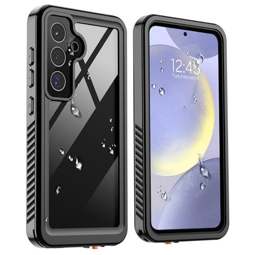 zapica Designed for Waterproof Samsung Galaxy S24 Plus Case, Built-in Camera & Screen Protector [IP68 Waterproof] [Military Drop Proof] Full Body Protective Phone Cover for Galaxy S24+, Black/Clear
