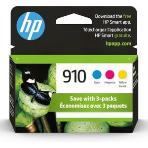 HP 910 Cyan, Magenta, Yellow Ink Cartridges Printers (3-Pack) | Works with Printer Series: OfficeJet 8010, 8020 Series, OfficeJet Pro 8020, 8030 | Eligible for Instant Ink | 3YN97AN
