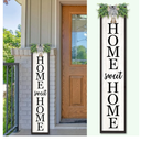 TQianJiang Home Sweet Home Front Porch Outdoor Sign, 45"X9" Wooden Welcome Sign for Front Door Wreath Tall Vertical Hanging For Standing Porch Signs, Outside Decor Garden Patio Farmhouse Signs (Black)