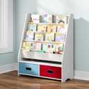 SEIRIONE Sturdy Kids Bookshelf, 5-Tier Book Shelf for Kids Room, Nursery Room, Playroom Classroom, Deep Slings to Keep Books Upright, Ideal Height for Toddler Age 3+, White