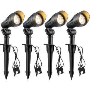 EDISHINE Low Voltage LED Landscape Lights with 35 Beam Angle, 3.2W 240LM 3000K Outdoor Landscape Lighting, CRI 80, Waterproof SpotLights for Trees, House, Yard, Garden, ETL Listed, 4 Pack