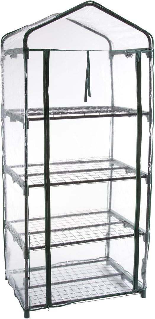 4 Tier Mini Greenhouse - Portable Greenhouse with Rust-Resistant Frame and PVC Cover for Indoor/Outdoor - 27.5x19x63-Inch Green House by Pure Garden
