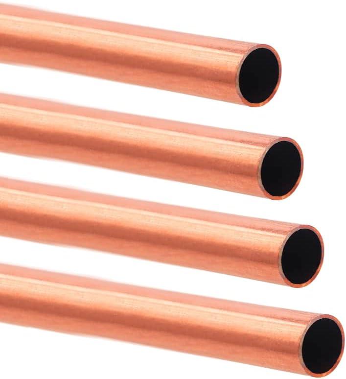 3/8"(9.5mm) OD 99.9% Copper Tube 0.5mm Wall  300mm Length  4Pcs, Pure Copper Tubing 110 Copper Seamless Round Tubing for Refrigerator, Jewellery and Industry