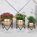 Kalakriti Metal Antique Flower Vase Pot with Stand for Home Decor Decoratives for Indoor Outdoor Living Room Balcony | Best Gift for Birthday Anniversary |Golden, 3 pcs Set, Golden