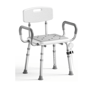 Shower Chair for Inside Shower with Arms and Back, FSA/HSA, Height Adjustable Shower Chair for Elderly and Disabled with Enhanced Non-Slip Feet, 400 lbs Heavy Duty Shower Seat for Seniors