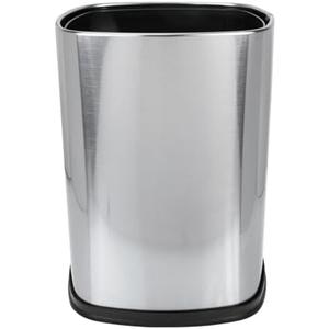 KALLORY Square 8L Stainless Steel Trash Can Lidless Metal Garbage Container for Home Kitchen Office Waste Bin