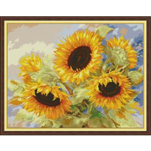 Svarog Stamped Cross Stitch Kits Beginners Full Range of Embroidery Patterns Starter Kits for Adult or Kids DIY Cross Stitches Needlepoint Kits 14CT-Sunflower 18.9x14.96 inch