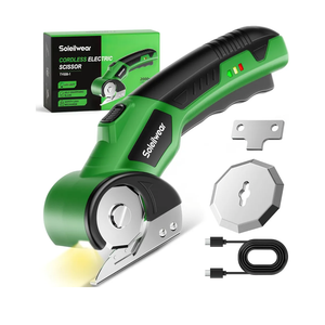 Cardboard Cutter, Rechargeable Cordless Electric Scissors, 4V Upgrade Motor Electric Box Cutter with 2 Blades, Safety Lock & LED Light, Powerful Cutting for Cardboard Box, Plastic, Leather
