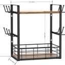 elevate your coffee experience with our 2-tier wooden shelf, the ultimate coffee station organizer and coffee pod holder, featuring a stylish mug tree for your coffee bar accessories.