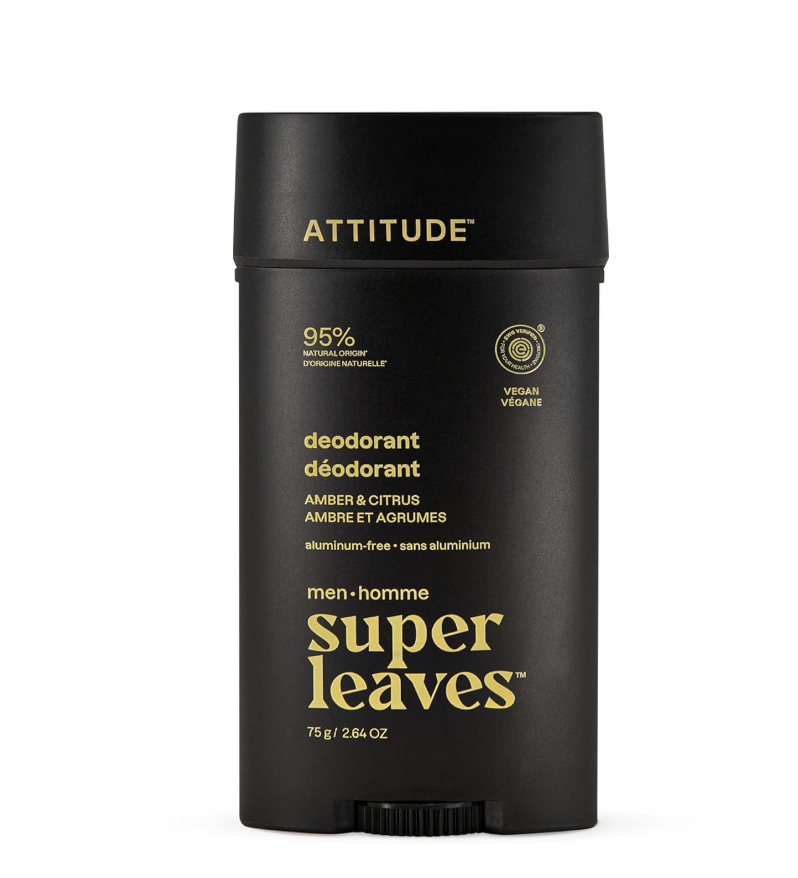 ATTITUDE AluminumFree Deodorant for Men, 95% Natural Origin Ingredients, EWG Verified, Plant Based Odor Control, With Baking Soda, Patchouli & Bourbon, 2.64 Oz