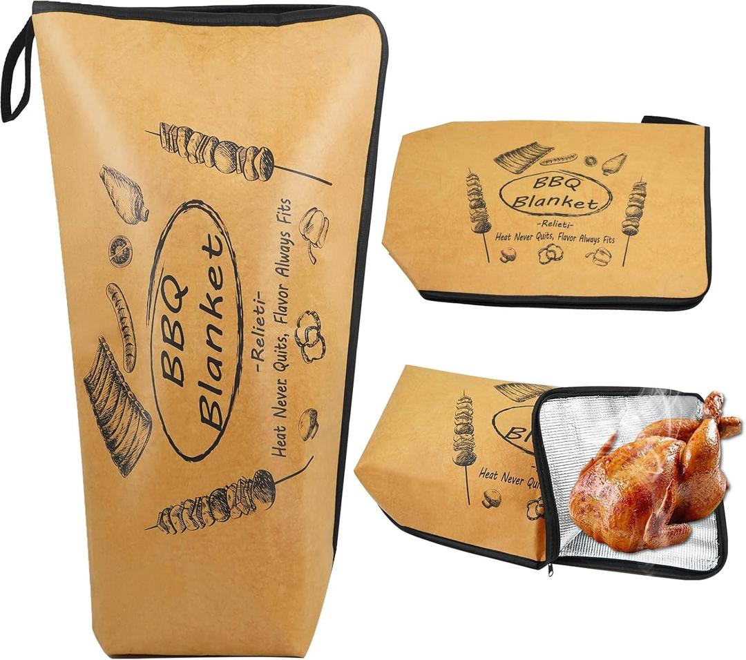 BBQ Blanket for Resting Meat, Insulated Meat Resting Wrap to Lock in Juices & Keep Meat Tender, Wide-Mouth Fits Large Briskets & Turkeys, 21 Inch, Valentines Day & Holiday Grilling Gifts for Men