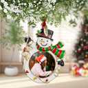 West style 2025 Christmas Tree Ornaments - Made of Zinc Alloy Glitter Powder Pendant 2x2 Inch Picture Frame Ornament for Pet and Baby Holiday Keepsake Gift (2025, Snowman)