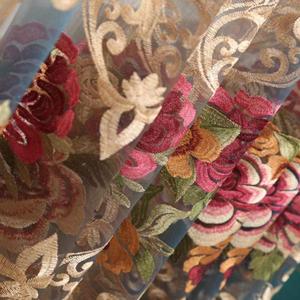 pureaqu Luxury Flower Pattern Embroidered Semi Sheer Voile Curtains for Bedroom Rod Pocket Gradient Window Curtain Tulle Drapery Panels for Sliding Glass Door 1 Panel W39 x L84 Inch