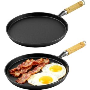 DVK Pre Seasoned Cast Iron Tortilla Pan & Comal - 11.57x10.23 Inch Smooth Surface Skillet for Perfect Tortillas, Dosas, Pancakes & Eggs Versatile Cast Iron Crepe & Griddle Pan