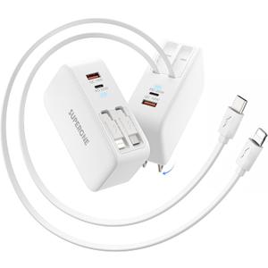 SUPERONE Retractable iPhone charger, 4-Port USB C Charger Block, iPhone Chargers Fast Charging with USB C & Apple Cable, Wall Chargers for iPhones 16/15/14/13/12/11 Series, Pad, Samsung, Pixel