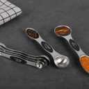 Magnetic Measuring Spoons Set of 6 Stainless Steel Dual Sided Stackable Teaspoon for Measuring Dry and Liquid Ingredients
