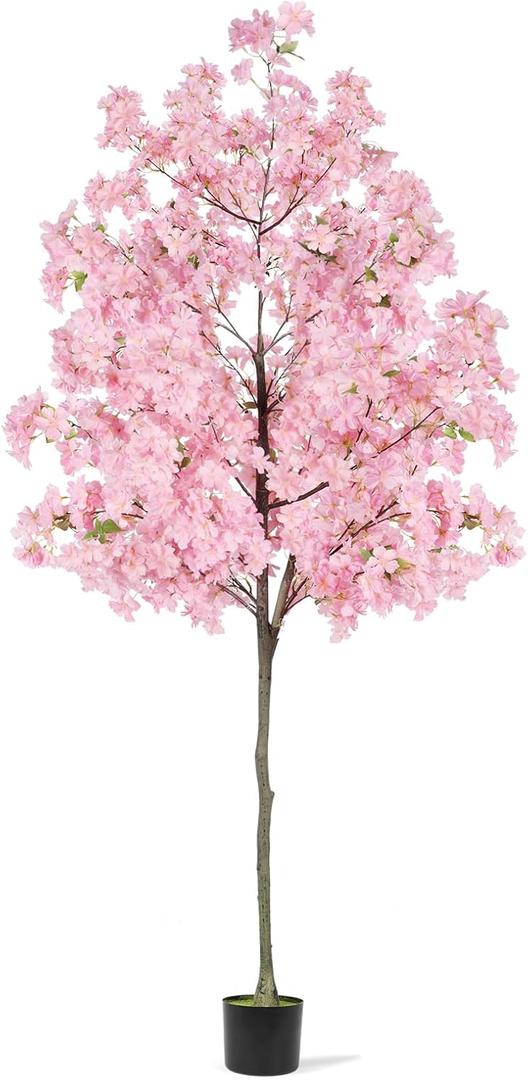 mapleway 6FT Artificial Cherry Blossom Tree, Fake Pink Flower Realistic Plants for Home Office Porch Party Wedding Indoor Outdoor Decor