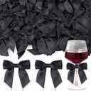 60PCS Tinkrstuff Black Bows for Crafts, 3" Satin Ribbon Bow for Clothes Ornament, Fabric Bows for Party Decor, Cute Christmas Tree Bows &Thanksgiving Gifts Wrapping Treats Balloons (with Twist Tie)
