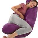 BATTOP Pregnancy Pillows for Sleeping,Maternity Body Pillow with Washable Cover,New Mom Gifts for Women,Support for Back,HIPS,Legs,Belly for Pregnant Women(Dark Purple)