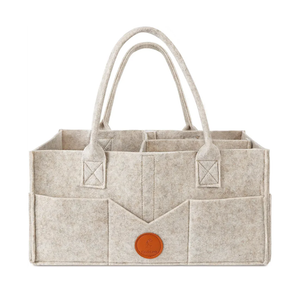 Maliton Baby Diaper Caddy Organizer for Changing Table, Nursery Storage Bin Basket with Handle, Felt Diaper Organizer Suitable for Indoor Outdoor (Khaki)