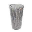 MINGZAIQIPEI Bling Rhinestone Auto Garbage Can Car Trash Can with Lid Mini Garbage Bin for Automotive Car, Home, Office, Kitchen, Bedroom (Silver)