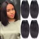 Liang Dian 10 Inch Short Human Hair Bundles Natural Color 4 Bundles 12A Brazilian Virgin Hair 100% Unprocessed Straight Human Hair(10"10"10"10")