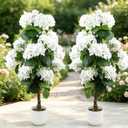2 Pcs 3FT White Artificial Hydrangea Flowers for Outdoor
