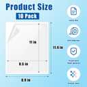 TOTiyea 10-Pack Clear Adhesive Pockets, Letter Size 8.5 x 11 Self-Stick Sheet Protectors for Classroom & Office, Waterproof, Wipe-Clean, Crystal Clear Document Holders (10)