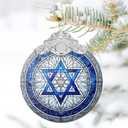 Christmas Hanukkah Ornaments for Tree 2025, Jewish Star of David Ornament Decor Christmas Hanukkah Ornaments Stained Glass Decorations for Home Women Men Friends (jewish1)