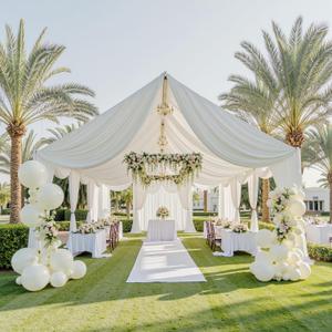 30ftx40ft Ivory Ceiling Curtain for Wedding Parties, 60"W x 480"L