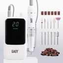 GAOY Rechargeable Cordless Nail Drill for Beginners, Electric Nail File with 12 Drill Bits and Sanding Band Set for Acrylic and Gel, White