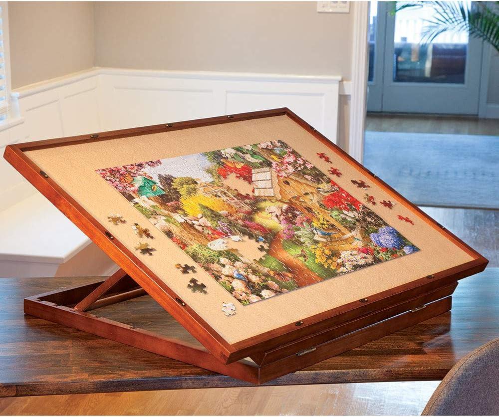 Bits and Pieces Deluxe Puzzle Easel Swivel Base Jigsaw Puzzle Board Non-Slip Rotating Adjustable Tilt Surface with Cover - Fits 1500 Piece Puzzles, 24 Inch x 34 Inch, 25'' X 34''
