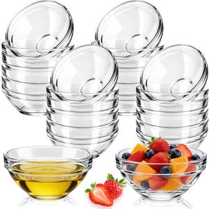 Zhehao 20 Pcs 3 Inch Small Glass Bowls 2.5oz Mini Prep Dipping Bowls Stackable Sauce & Condiment Cups Ingredient Containers for Kitchen Snacks, Spices, Meal Prep