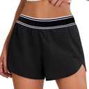 BMJL Women's High Waisted Running Shorts Quick Dry Lined Athletic Workout Shorts with Zipper Pocket XL
