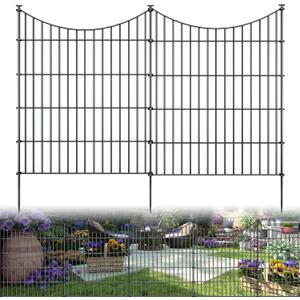 10 Panels Garden Fence Dog Fence Outdoor for Yard, 32in H x 23.6ft L Rustproof Metal Fencing with Ground Stakes | No Dig Animal Proof Containment for Pets/Rabbits | Durable Patio Security Panels