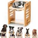 Elevated Dog Bowl 4.7-11.8with Food Grade 304 Stainless Steel 51 OZ, 9 Heights Bamboo Dogs Bowl Stand for Medium and Large Dogs, 1 Pack