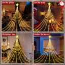 Christmas Decorations Star String Lights, 288 LED Waterfall Christmas Tree Lights with 7" Star Topper, USB Powered 8 Modes Indoor Outdoor String Lights for Xmas New Year Home Holiday - Warm White