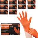 GLOVEWORKS Heavy-Duty Nitrile Gloves, Disposable, Latex Free, 8 Mil, Orange, Diamond Grip Glove